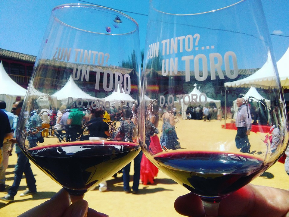 Brindis con copas de vino de Toro durante una feria del vino