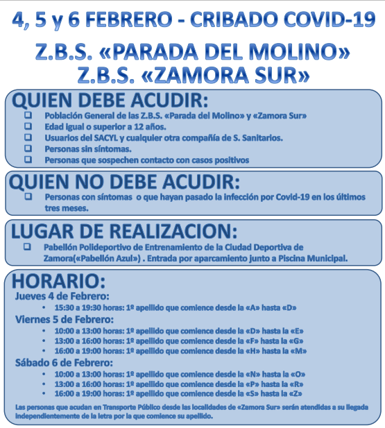 Cartel cribado Zamora