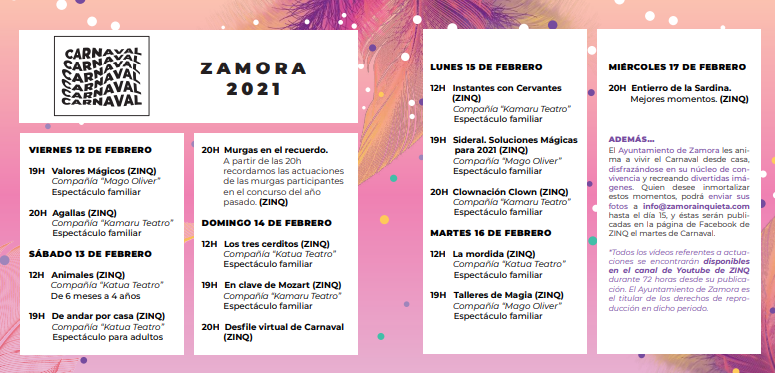 Programa Carnaval Zamora