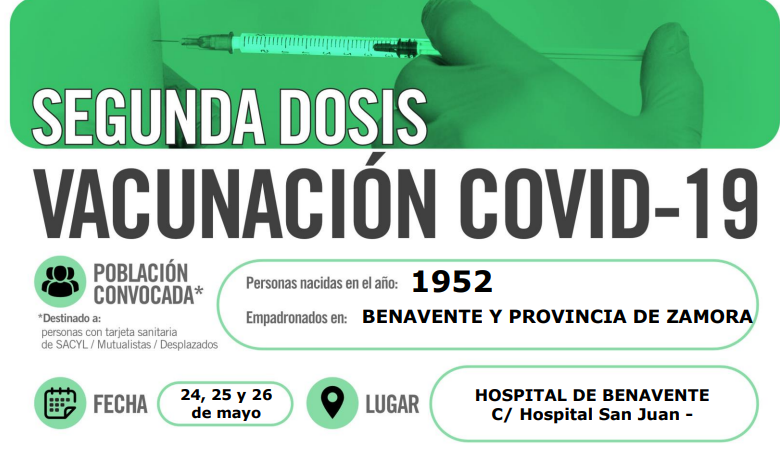 Vacuna covid segunda dosis 1952 Benavente