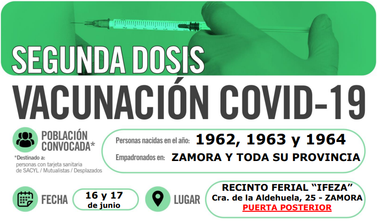 Vacuna covid segunda dosis 62, 63 y 64