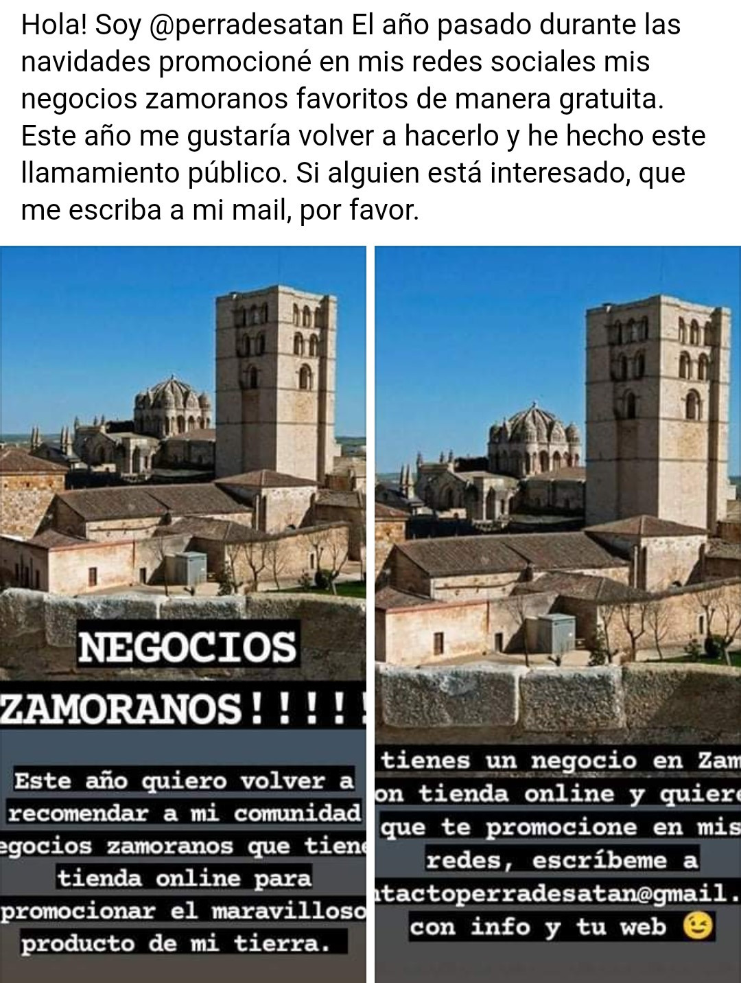 Mensaje en las redes sociales