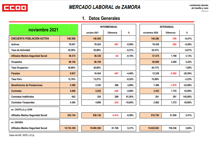 CCOO Zamora paro