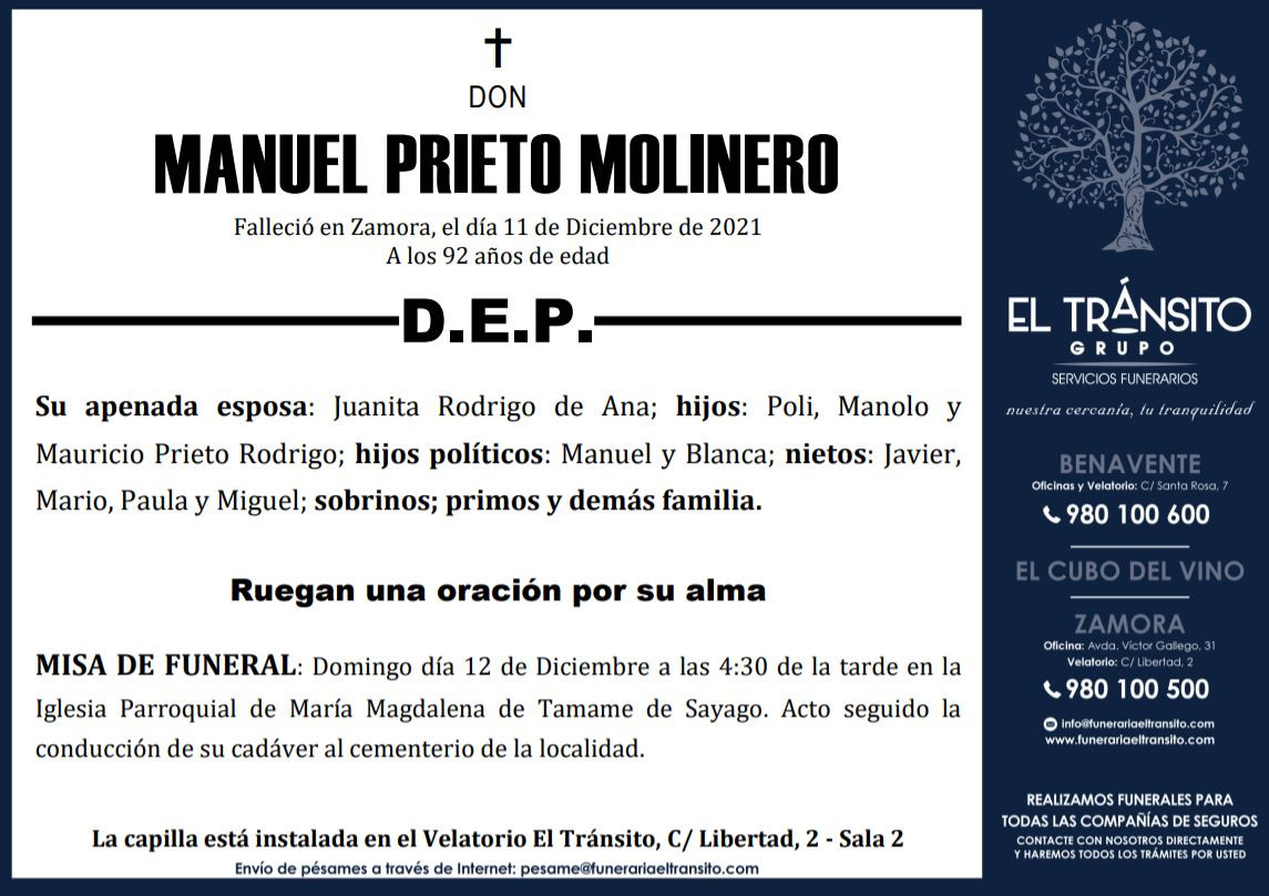 Esquela Manuel Prieto
