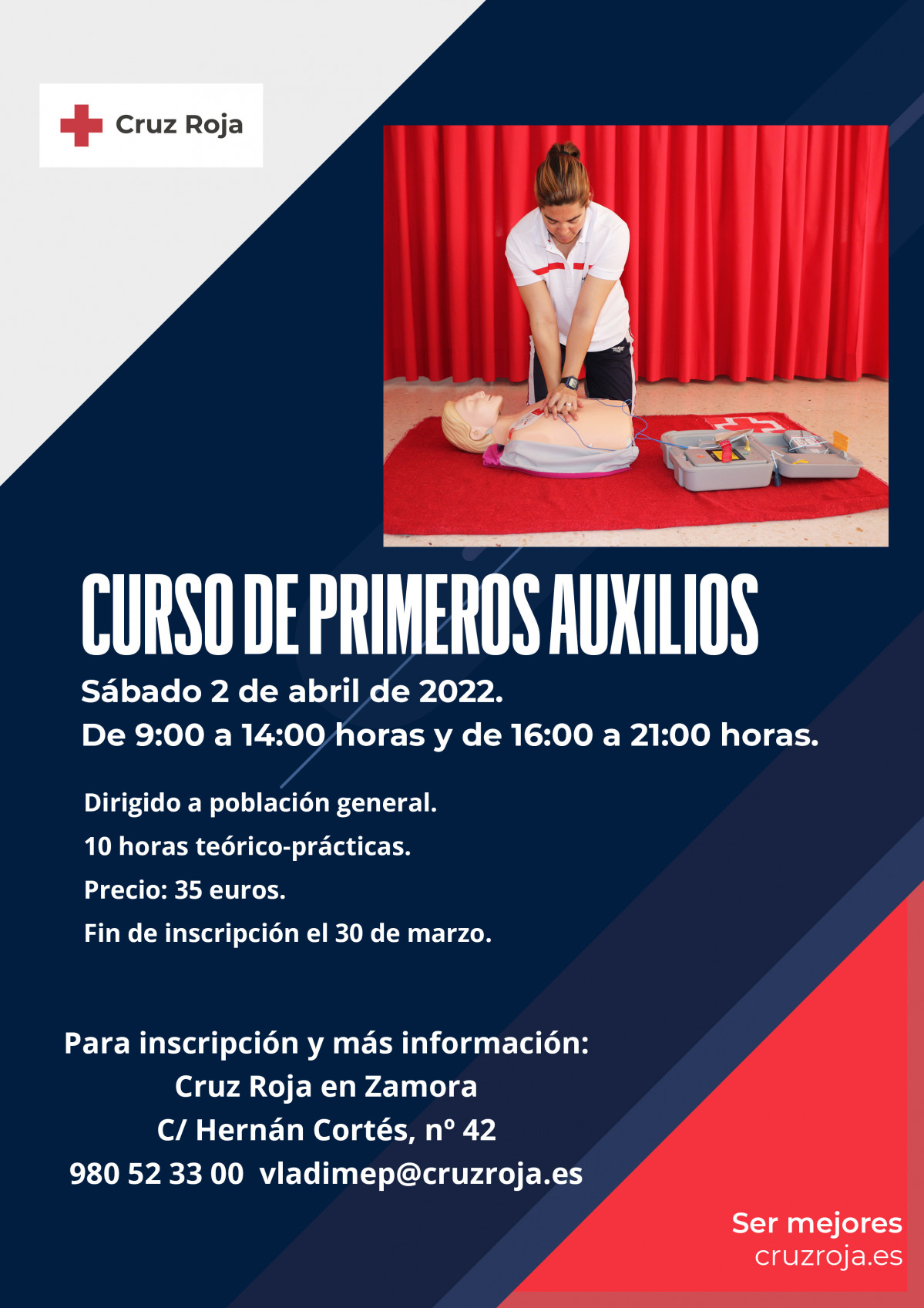 Cartel curso primeros auxilios abril 2022