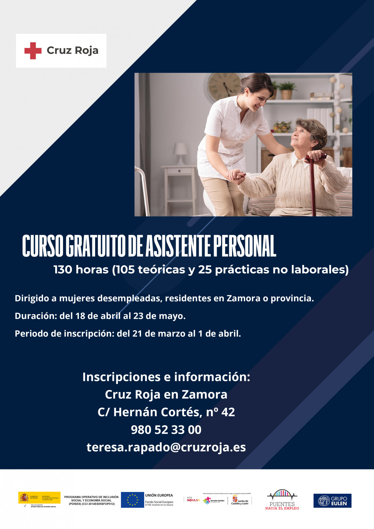 Cartel curso empleo asistente personal zamora 2022