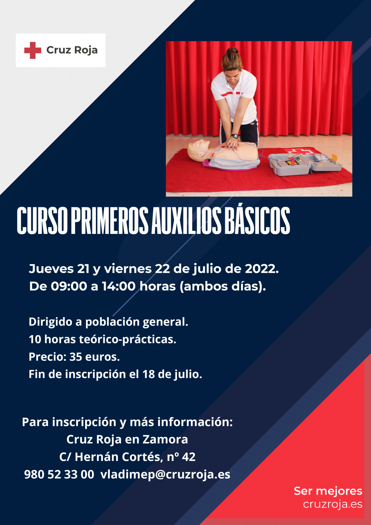 Cartel curso primeros auxilios julio 2022