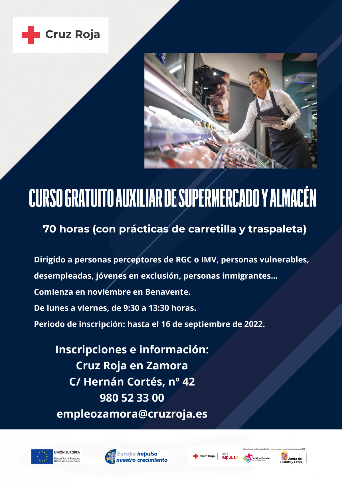 Cartel curso supermercado septiembre benavente 2022