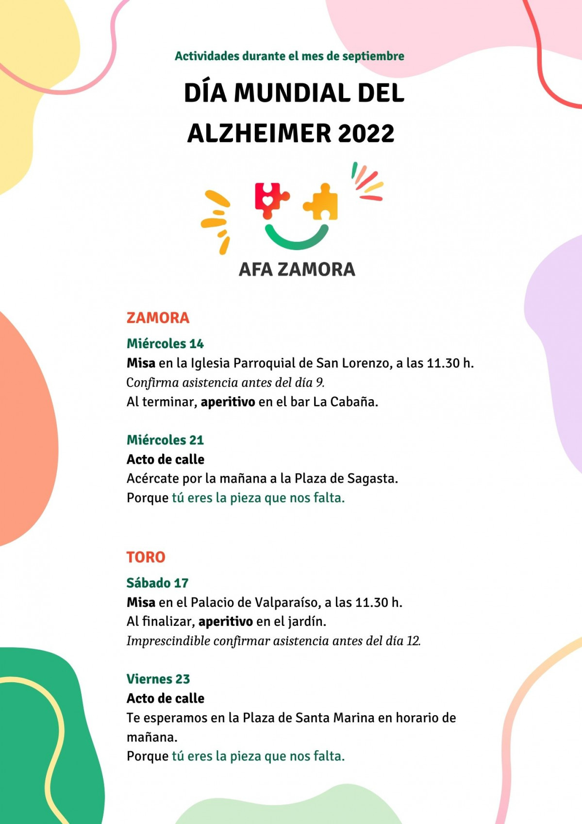 Programa Du00edaMundialAlzheimer AFAZamora 2022