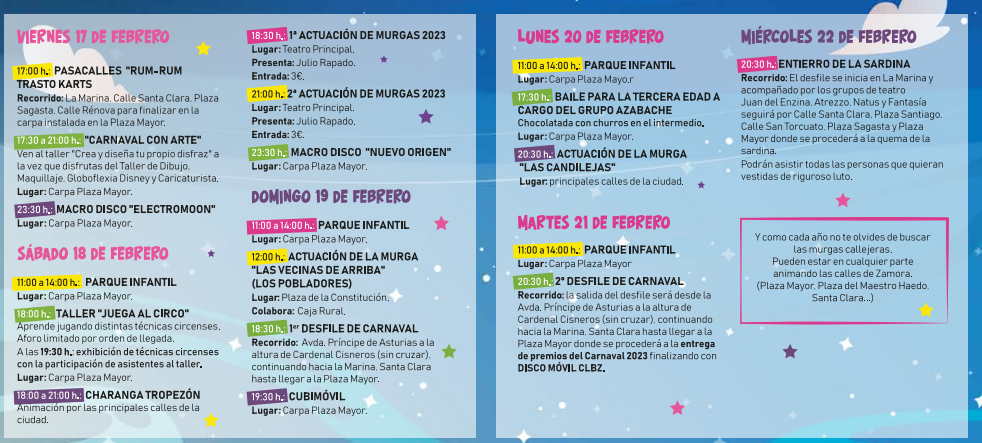 Programa Carnaval Zamora