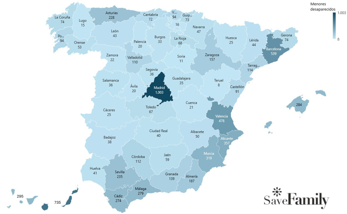 Mapa menores desaparecidos