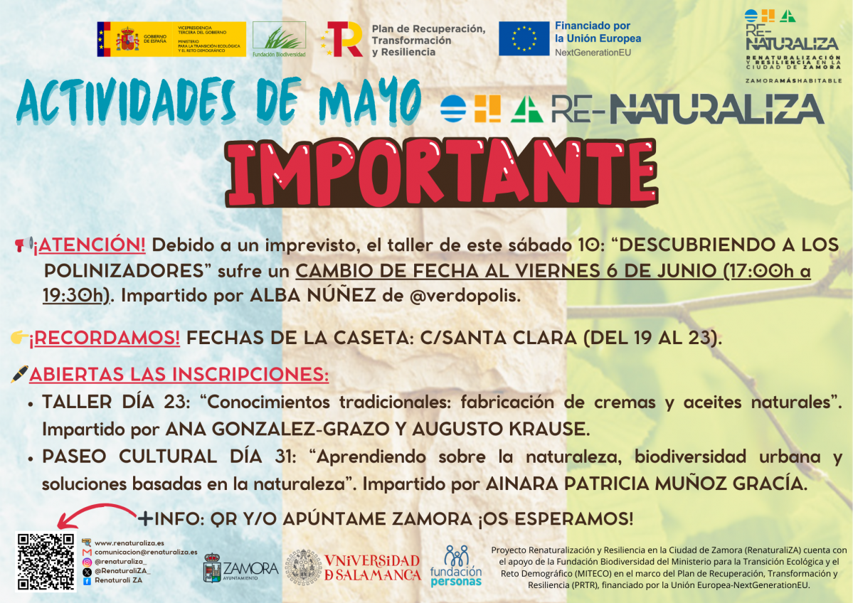 Cambio de fecha taller su00e1bado 10 y recordatorio actividades