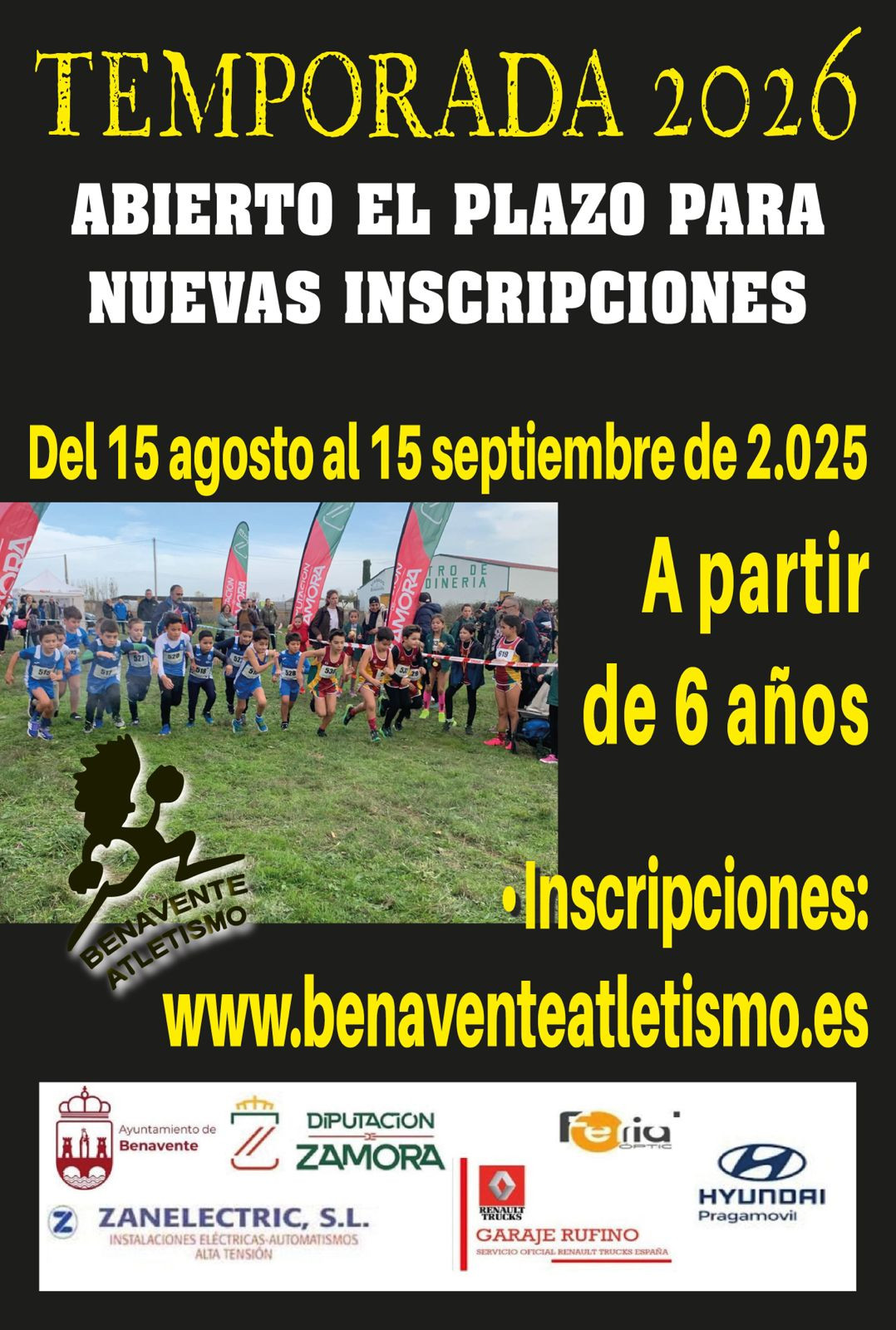 CARTEL ANUNCIADOR INSCRIPCIONES TEMPORADA 2026